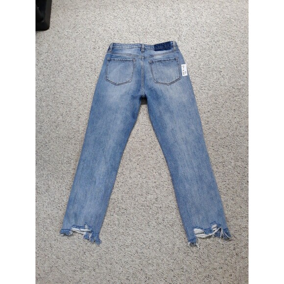 7x27 Shop Stevie high-rise straight leg ripped distressed Raw Fray hem - Picture 5 of 6